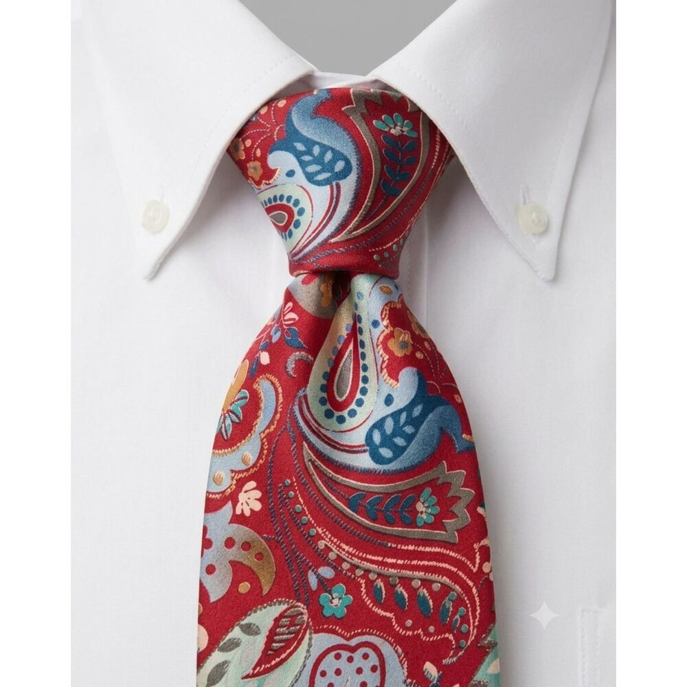 Ketch Red Paisley Silk Tie Elegant Sophisticated Classic Menswear Accessory